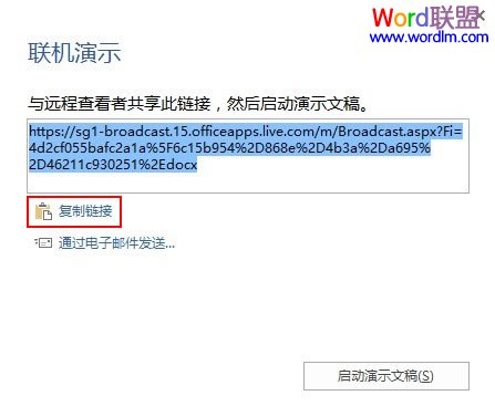 Word2013中文档的共享联机演示(图4) 共享此链接